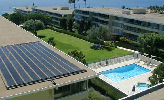 Commercial Solar Pool Heating System custom-designed and installed by Suntrek Industries.