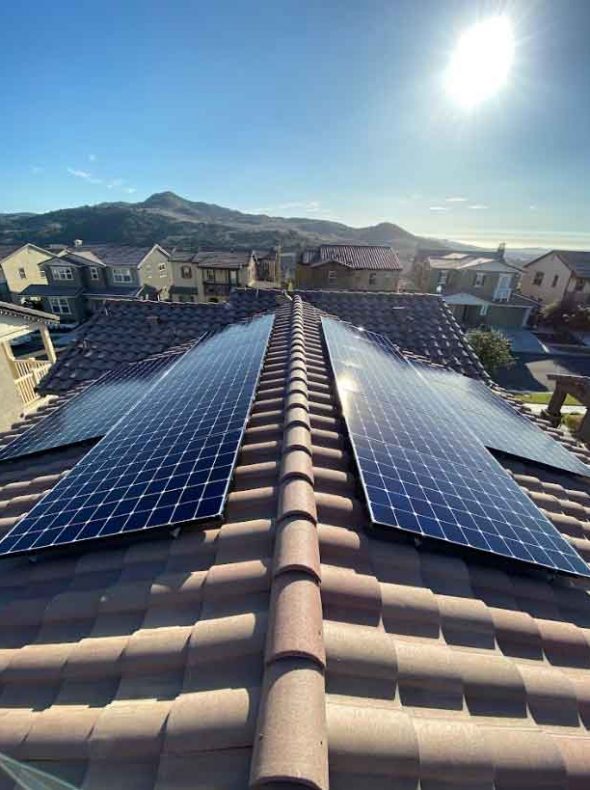 Residential solar panels installed on the roof of a home in Las Vegas